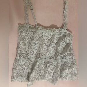 Abercrombie & Fitch Lace Peplum Tank Top in Light Gray